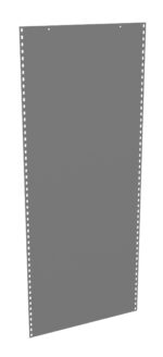 Gray metal panel with a rectangular shape and evenly spaced small circular holes along its two vertical edges. The panel is displayed on a white background.