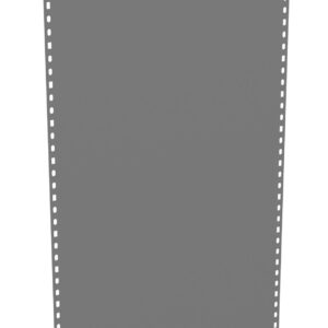 Gray metal panel with a rectangular shape and evenly spaced small circular holes along its two vertical edges. The panel is displayed on a white background.