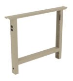 Metal stand frame with a rectangular shape and two vertical legs. It includes various holes for mounting and attachment. The frame is beige in color and appears to be part of a table or desk support structure.