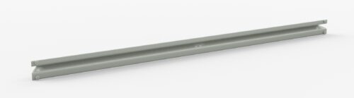 A long, slender metal beam with a light gray finish, featuring a smooth surface and two small holes on each end. The beam has an I-beam shape, resting diagonally on a white background.