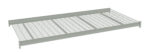 A metal grid shelf with a rectangular shape, featuring a lattice pattern. It has a solid frame around the edges and is designed to be mounted or used in shelving systems. The background is plain white.