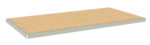 Rectangular plank with a beige surface and light-colored edges. The plank appears to be flat and smooth, suitable for use as a shelf or panel.