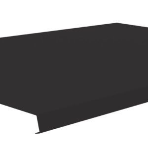 A black, flat, rectangular object with a slight lip on one edge. The surface appears smooth and uniform. It is isolated on a white background.