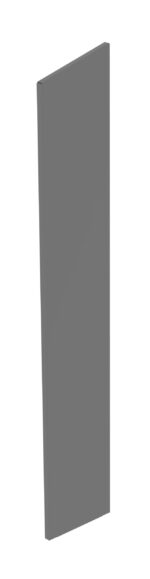 A tall, narrow, rectangular gray panel standing upright against a white background.