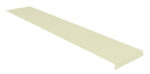 Beige metal strip with a right-angled end, featuring a hole on one side for mounting, viewed from an angle on a white background.