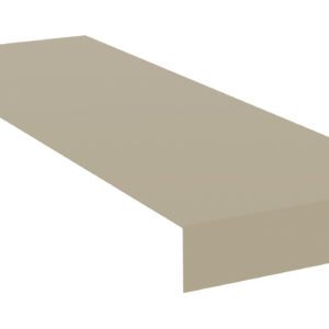 A 3D rendering of a rectangular beige slab with a vertical edge extending downward on one side. The slab appears flat and is viewed from an angle, giving it a sense of depth.