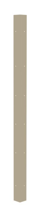 A tall, rectangular, vertical beige post with evenly spaced holes along its sides, set against a plain white background.