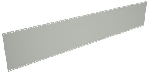 A long, blank strip of film with perforated edges on both sides. The film is light gray and displayed at an angle, giving it a three-dimensional appearance.