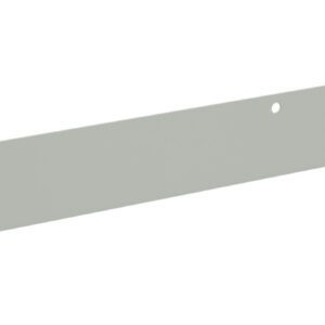 A long, thin metal bracket with two small holes and a notch at each end. The bracket is shown against a white background and is slightly angled to display its flat surface and simplicity.
