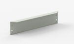 A rectangular metal bracket with four holes, two at each end, displayed on a white background. The bracket is flat and light gray in color.