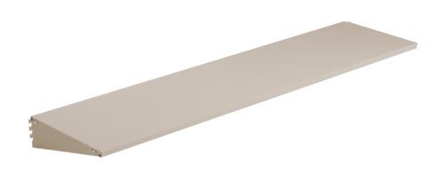 A beige, long, and narrow rectangular object with a flat surface and angled side edges, resembling a shelf or panel, is displayed against a white background.