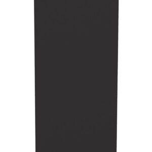 A tall, black rectangular object standing upright on a white background. The object has a slight tilt to the left.