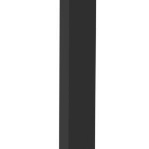 A tall, thin, rectangular black prism standing upright against a white background.
