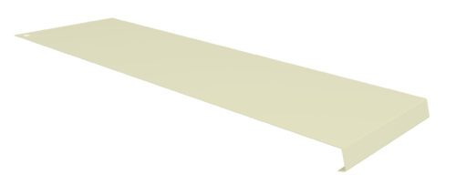 A beige, rectangular metal bracket with bent edges and a single mounting hole on one side, angled against a plain white background.