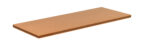 Rectangular wooden shelf board with a smooth surface and a light brown color, placed on a white background.