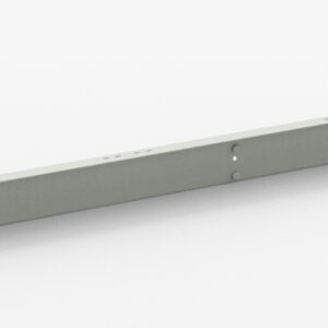Long, rectangular metal bar with evenly spaced holes along its length, resting on a white background.