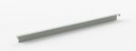 A long, light gray metal rail with a simple, rectangular shape, viewed from an angle against a plain white background. The rail has a small hook-like extension on one end.