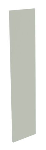 A tall, narrow, vertical rectangular panel with a muted green color, standing upright against a white background.