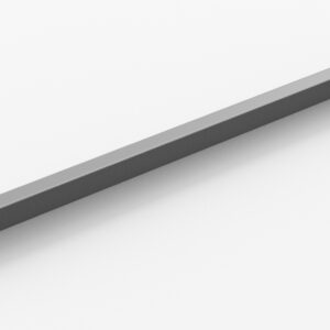 A long, metallic rectangular beam with bolted ends is shown on a white background. The beam has a smooth, shiny surface and appears to be part of a structural support system.