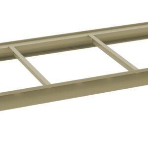 A tan metal ladder-like structure with two long parallel beams connected by two shorter perpendicular bars. It appears to be a support framework or component of a larger assembly.