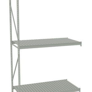 A metal shelving unit with three adjustable horizontal shelves. The structure is made of durable metal, with a minimalist design suitable for storage. The shelves are evenly spaced, providing ample space for organizing items.