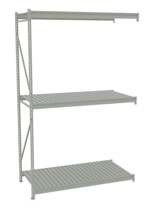 A metal shelving unit with three adjustable horizontal shelves. The structure is made of durable metal, with a minimalist design suitable for storage. The shelves are evenly spaced, providing ample space for organizing items.