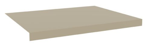 A 3D rendering of a flat, rectangular beige slab is depicted, positioned horizontally against a white background.