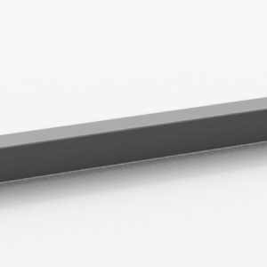 A long, thin metallic piece with a slight curve, likely a structural or decorative component, is displayed against a plain white background.