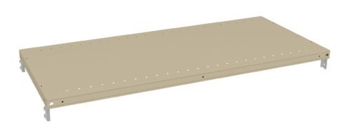 melfrwkeux7stpth3xmj.jpg A beige metal shelf with evenly spaced holes along the edges, supported by two metal brackets. The design is minimalist, suitable for mounting or use in storage setups.