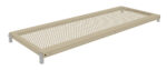 A beige rectangular metal platform with a perforated surface and corner brackets, designed for structural support or ventilation.