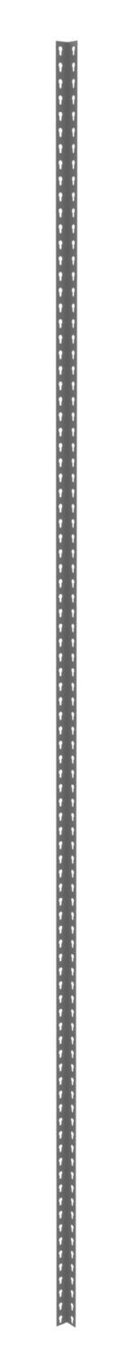 A tall, narrow metal pole with evenly spaced holes running vertically along its length is shown against a plain white background.