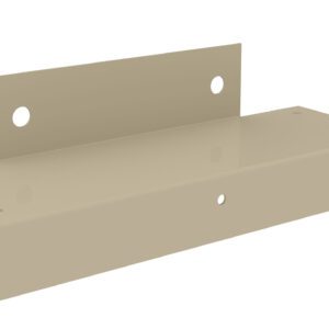 A beige metal bracket with a right-angled design, featuring two large holes on the vertical section and smaller holes on the horizontal section. Designed for mounting or structural support.