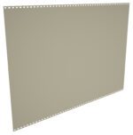 A blank sheet of continuous tractor feed paper with perforated edges. The paper is beige and has evenly spaced holes along the sides, designed for use in dot matrix printers. The sheet is displayed at an angle on a white background.