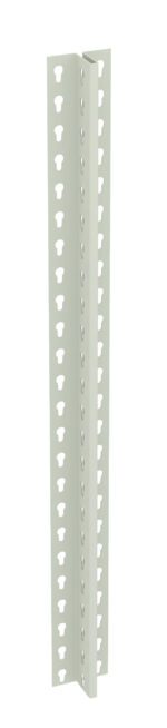 A vertical metal angle bracket with evenly spaced holes running along its length, designed for structural support or assembly purposes. The bracket is light gray in color and shown against a white background.