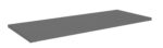 Rectangular gray shelf on a white background, viewed from a slight angle, showing its flat surface and thin edge.