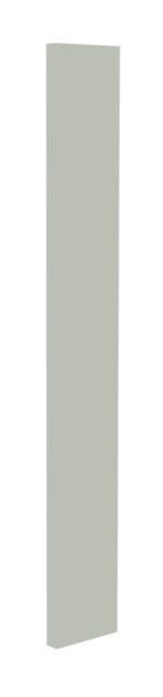 A tall, narrow rectangular prism with a muted green color, standing upright against a plain white background.