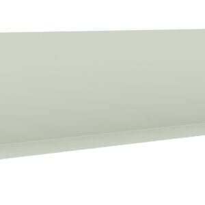 A minimalistic, light green wall shelf with a flat base and a slightly angled back panel. The shelf has a modern design with straight lines and smooth surfaces.