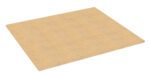 A flat, square piece of medium-density fiberboard (MDF) with a smooth, light brown surface, viewed from a slightly elevated angle.