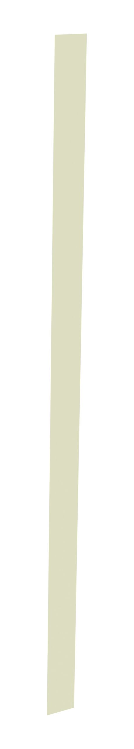 mq9epfguzqjmf3gljxsa.jpg A tall, narrow, light beige rectangle with slightly tilted sides set against a white background.
