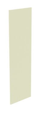 A tall, rectangular, light beige panel or board is standing upright against a plain white background.