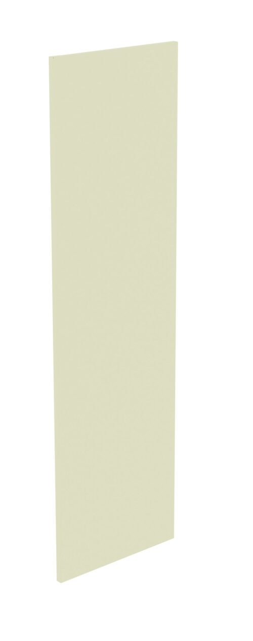 A tall, rectangular, light beige panel or board is standing upright against a plain white background.