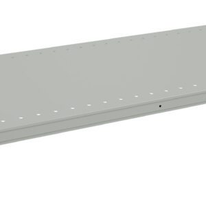 A metal electrical cable tray with a rectangular design, featuring multiple small perforations along its surface. It has raised edges and support brackets on each end, extending downward. The tray appears to be designed for industrial use.