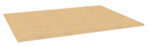 A rectangular sheet of particle board, beige in color, shown from an angle, highlighting its thickness and smooth surface. The board appears to be made of compressed wood particles.