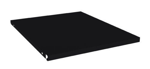 A flat, rectangular, solid black object is shown against a white background. Its edges are sharp, and the surface appears smooth.