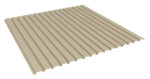 Image of a beige, rectangular corrugated metal sheet placed horizontally. The sheet has evenly spaced ridges running parallel across its surface. The perspective shows a three-dimensional view of the sheet.
