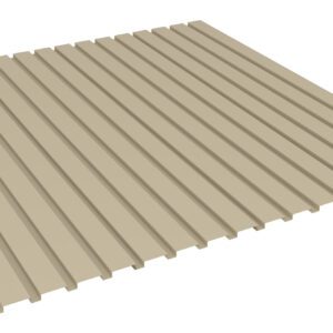 Image of a beige, rectangular corrugated metal sheet placed horizontally. The sheet has evenly spaced ridges running parallel across its surface. The perspective shows a three-dimensional view of the sheet.