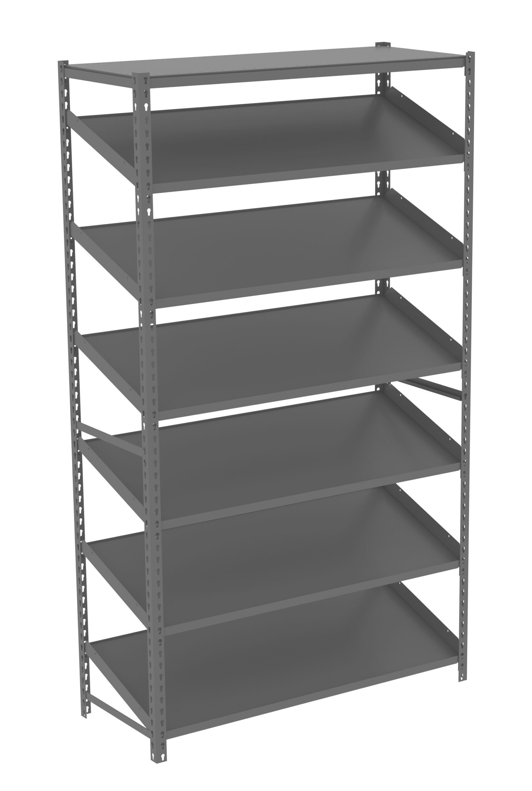 48"W x 18"D Sloped Shelving Starter Unit, Medium Grey