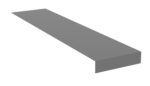 A long, gray 3D rectangular object resembling a ledge or shelf, viewed from an angle. The shape appears simple and has a smooth surface, casting a slight shadow below it.