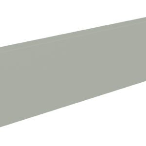 Gray metal rack mount blanking panel with a rectangular shape, two small holes on each side, and a simple, flat design.