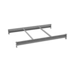 A gray, rectangular metal frame with four horizontal bars and two vertical supports. The structure appears lightweight and is set against a plain white background.